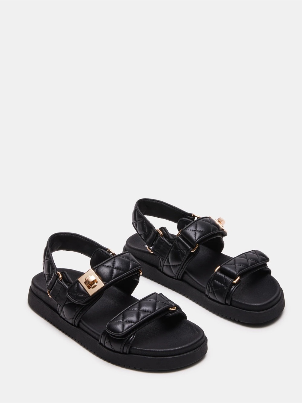 Steve Madden Black Quilted Strap Sandals